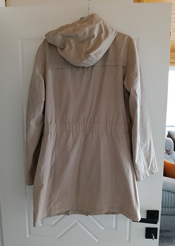 Bej Midi Kadın Yağmurluk, Düğmeli, Rahat Kesim - Görsel 6