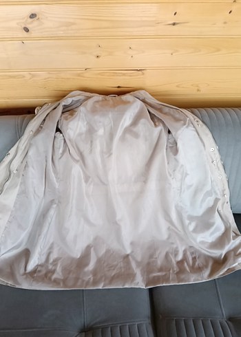 Bej Midi Kadın Yağmurluk, Düğmeli, Rahat Kesim - Görsel 7