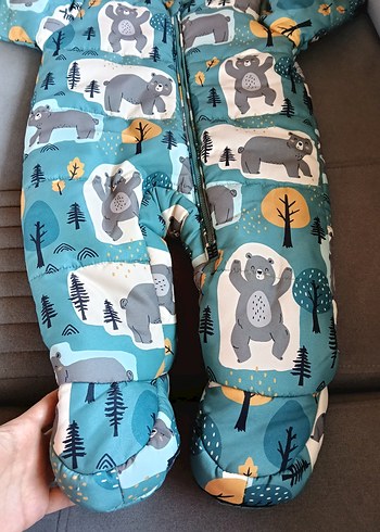 Kapüşonlu, Fermuarlı Bebek Erkek Tulumu - Görsel 7