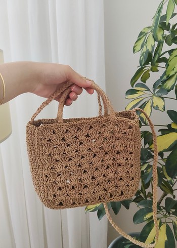 Beden Bej Örgü Dantel Detaylı Bohem Kadın Çanta