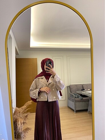 Stradivarius krem kısa trenckot