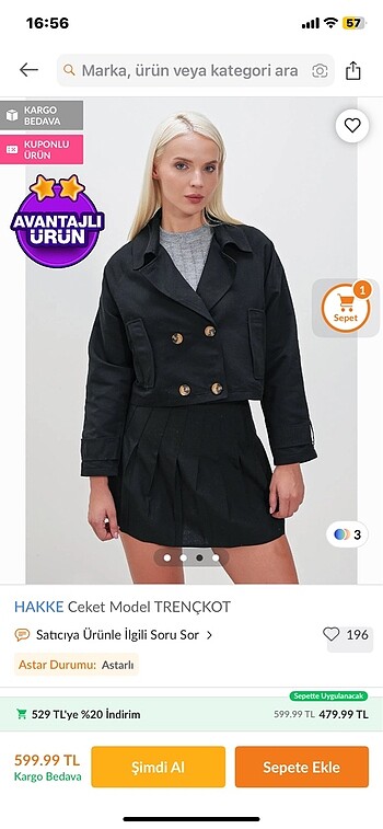 siyah kısa trench kot