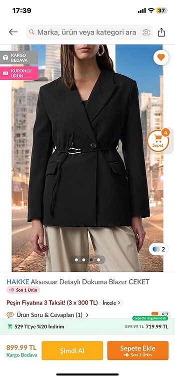Bershka siyah blazer ceket