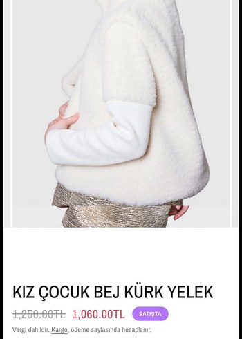 Kız Çocuk Beyaz Kürklü Yelek - Görsel 2