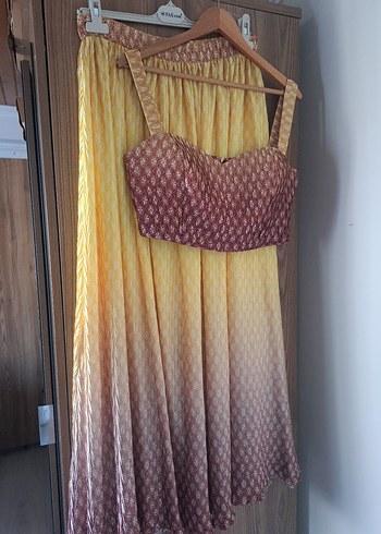 l Beden sarı Renk selwction patrice Bohem Sarı etek crop takim