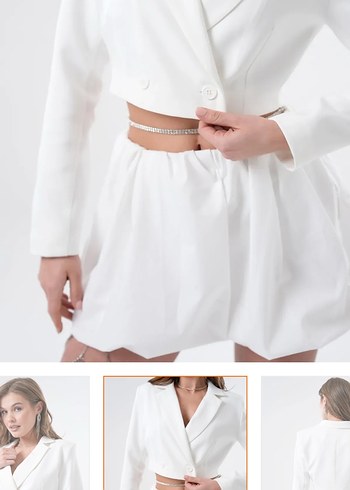s Beden beyaz Renk Beyaz Kısa Blazer Ceket