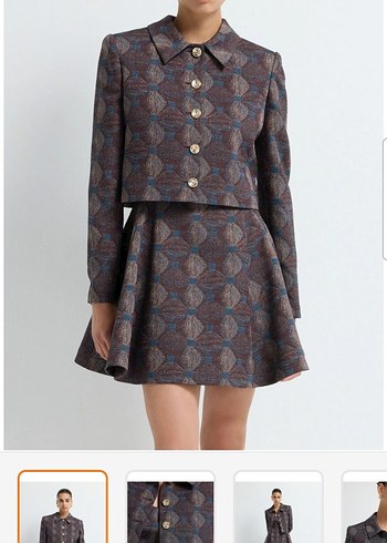 Düğmeli Kısa Vintage Kadın Ceket - Görsel 2