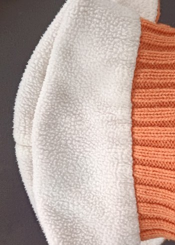 Turuncu Nakışlı Çocuk Örgü Bere - Görsel 3