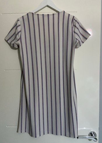 Çizgili Kısa Kollu Midi Elbise - Görsel 3