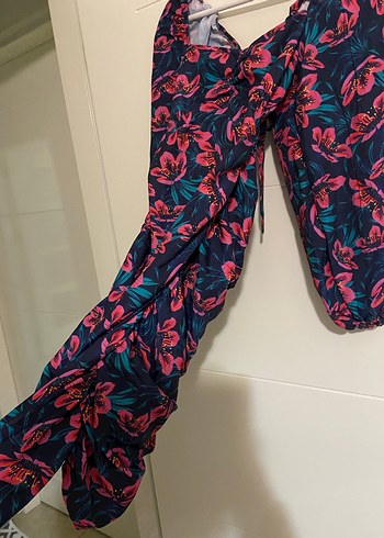 Çiçek Desenli Uzun Kollu Elbise - Görsel 2