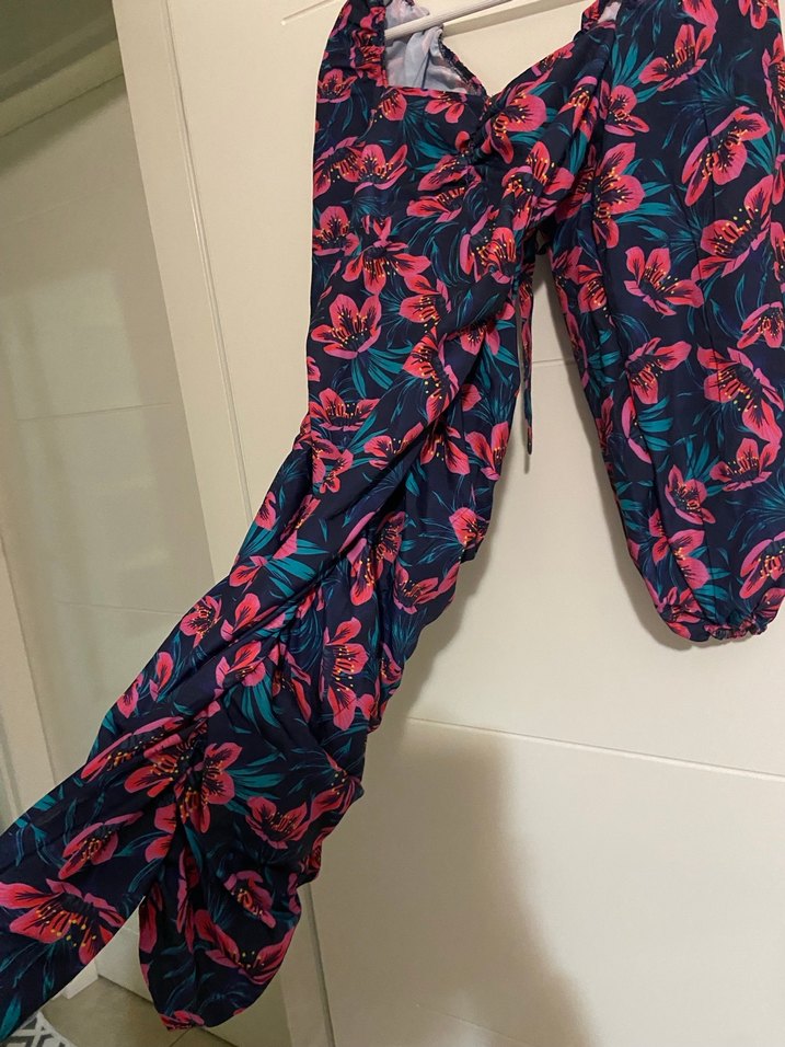 Çiçek Desenli Uzun Kollu Elbise - Görsel 2