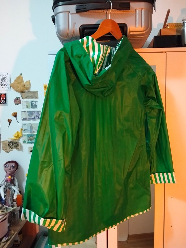 Düğmeli Yeşil Midi Yağmurluk - Görsel 2