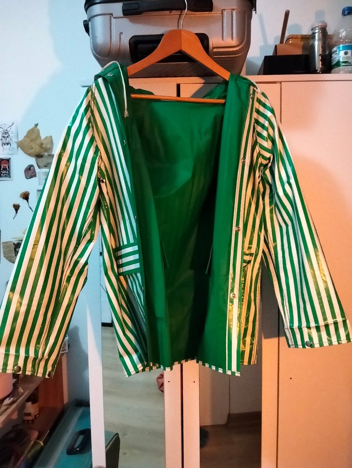 Düğmeli Yeşil Midi Yağmurluk - Görsel 3