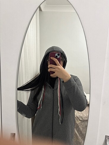 m Beden Fermuarlı tesettür tunik hırka kapüşonlu kap