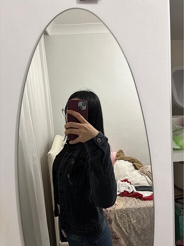 Diğer Kadın kot ceket crop gri antrasit