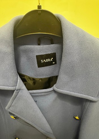 Düğmeli Mavi Midi Kadın Kaban - Görsel 2