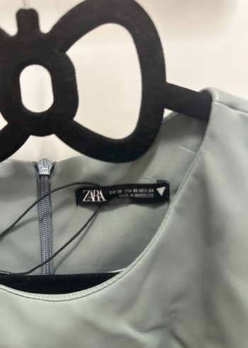 Drapeli Uzun Kollu deri Midi Elbise - Görsel 3