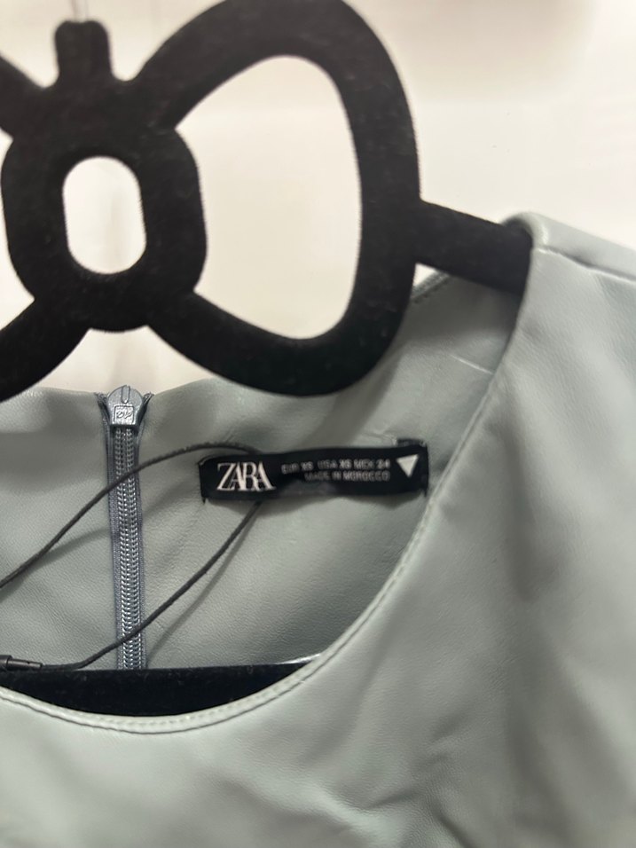 Drapeli Uzun Kollu deri Midi Elbise - Görsel 3