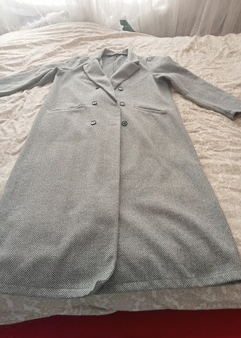 SHEIN XL bedenDüğmeli Gri Kadın Uzun Kaban