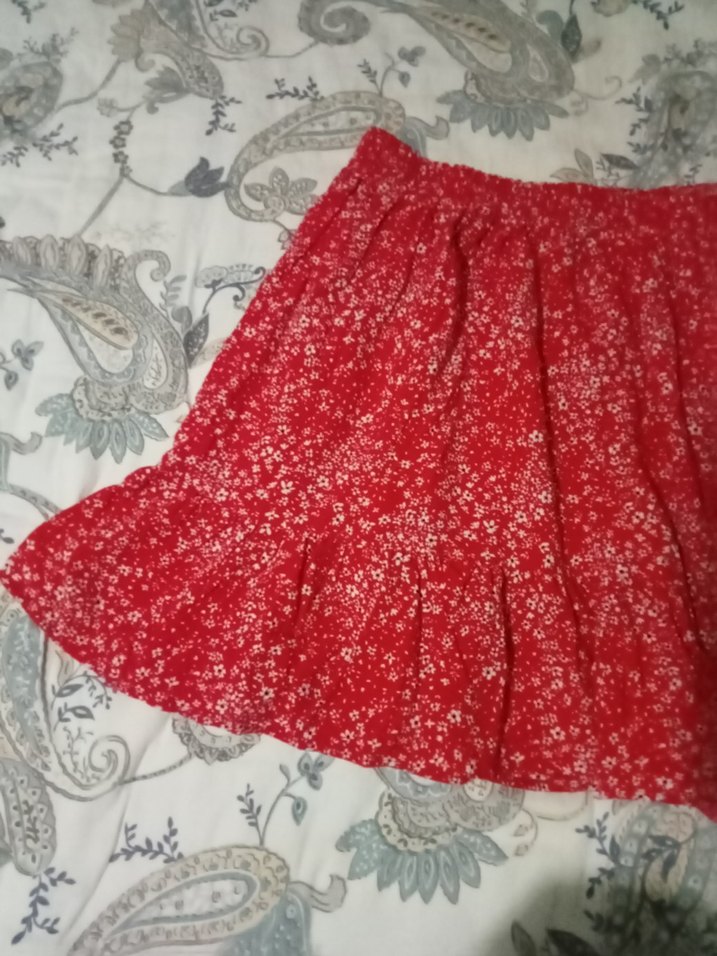 Colins S beden fırfır detaylı mini Kırmızı etek - Görsel 2