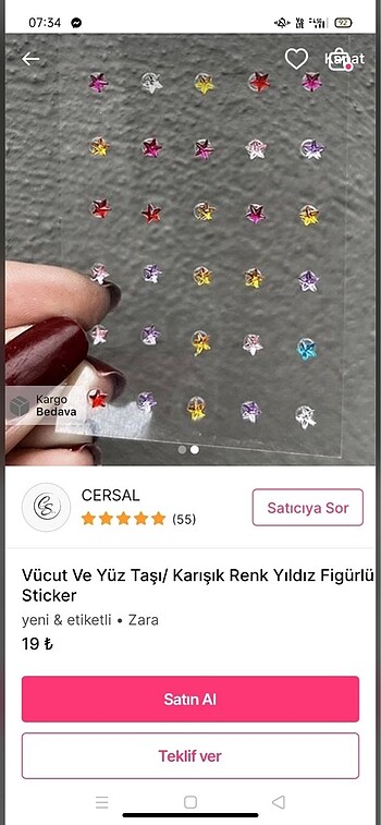 Manyetik kirpik ve yıldız Sticker