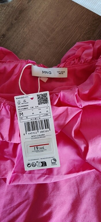 m Beden pembe Renk Mango pembe body
