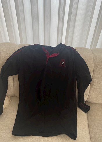 tek beden Beden Düğmeli Siyah Erkek Sweatshirt