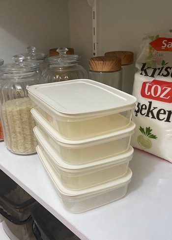 Beden Beyaz Plastik Saklama Kabı Seti 4 adet