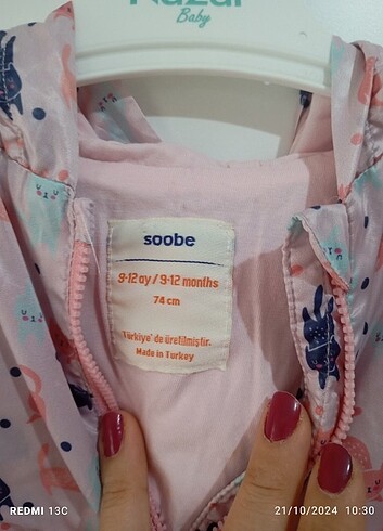 9-12 Ay Beden Soobe kız bebek ceketi