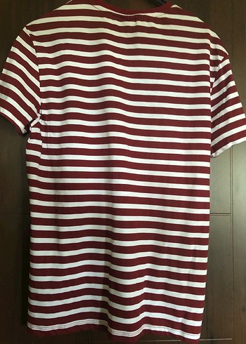 m Beden Bordo Beyaz Çizgili erkek Tişört