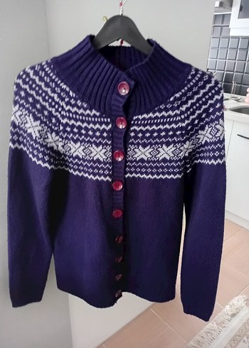 Mor Düğmeli hırka - Görsel 2