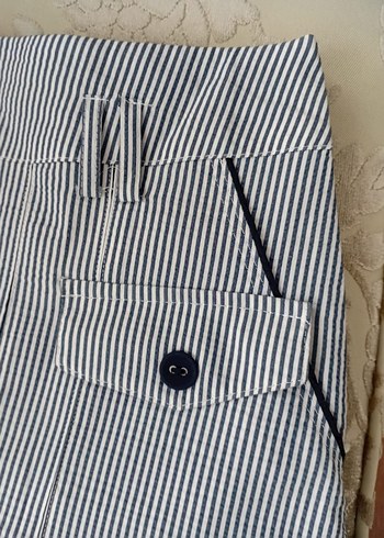 Düğmeli Çizgili Uzun Etek - Görsel 4