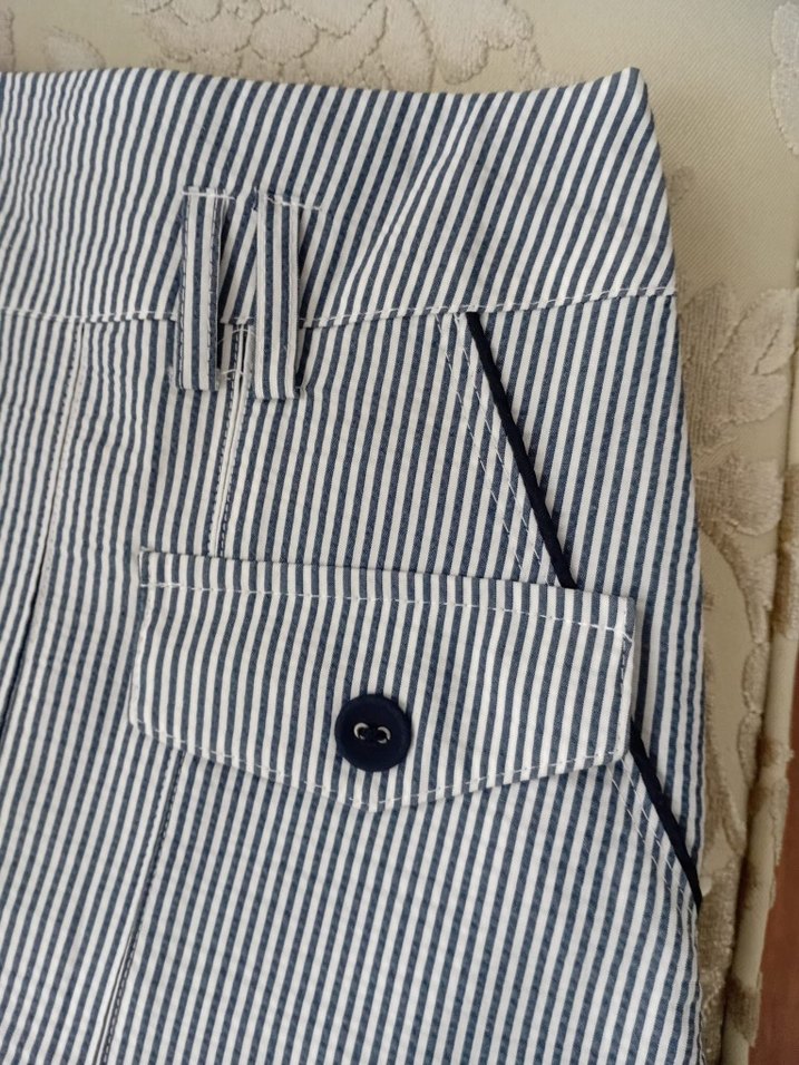 Düğmeli Çizgili Uzun Etek - Görsel 4