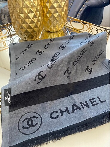 Chanel desen cift tarafli kasmir şal
