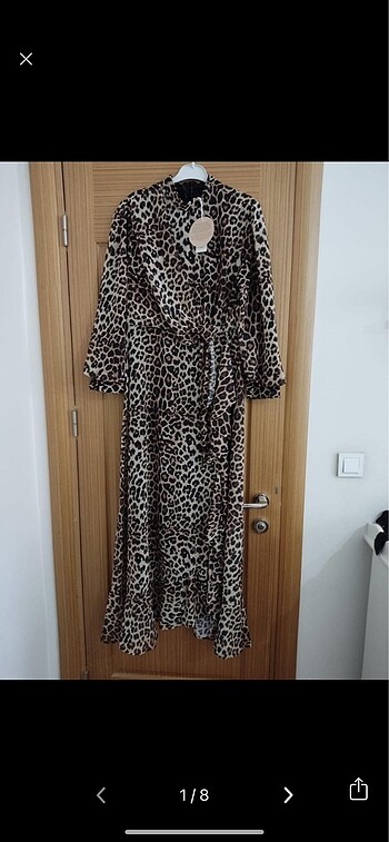 Leopar desen sifon elbise