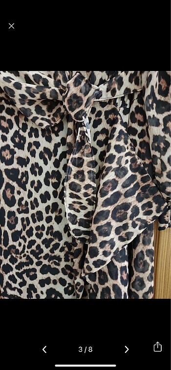 46 Beden Leopar desen sifon elbise
