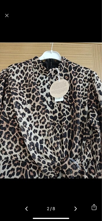 Diğer Leopar desen sifon elbise