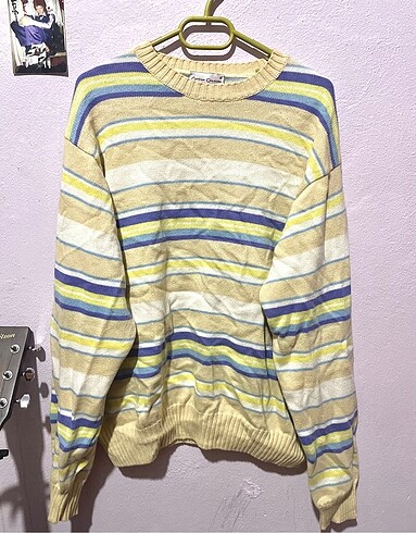 çizgili vintage kazak süveter