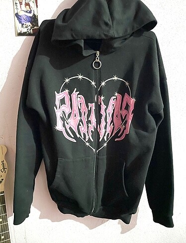 grunge y2k emo kapüşonlu hırka hoodie
