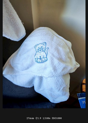 Nakışlı Beyaz Erkek Çocuk Bornozu - Görsel 4