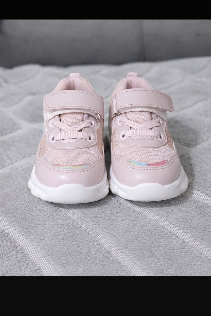 Kız Çocuk Pembe Bağcıklı Velcro Spor Ayakkabı - Görsel 3