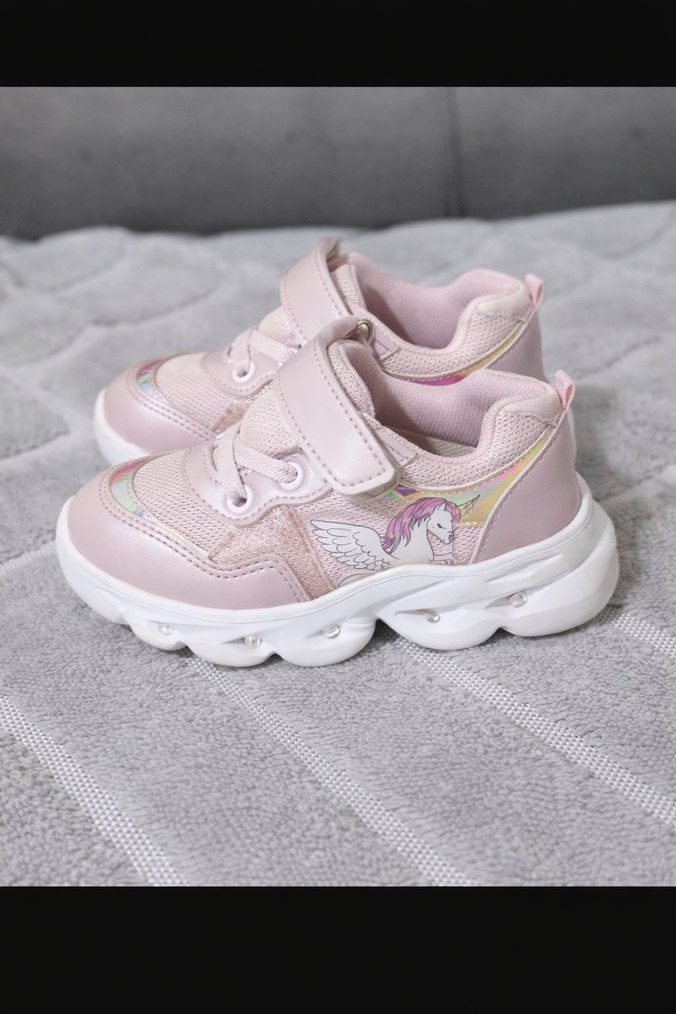 Kız Çocuk Pembe Bağcıklı Velcro Spor Ayakkabı - Görsel 2