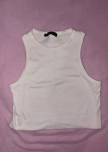 Beyaz Yüksek Yaka Kolsuz Spor Üst - Görsel 2