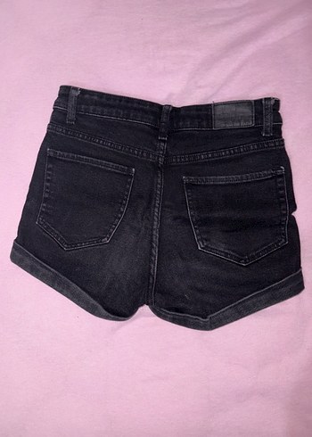 Bershka Bershka Siyah Mini Denim Şort Kadın