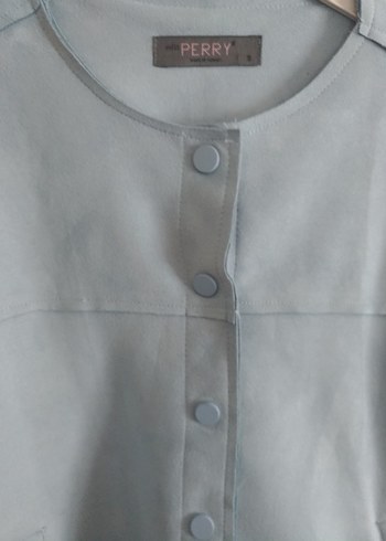 Mavi Süet Püsküllü Kadın Ceket - Görsel 2