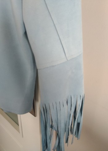 Mavi Süet Püsküllü Kadın Ceket - Görsel 7