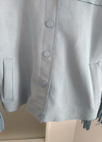 Mavi Süet Püsküllü Kadın Ceket - Görsel 5