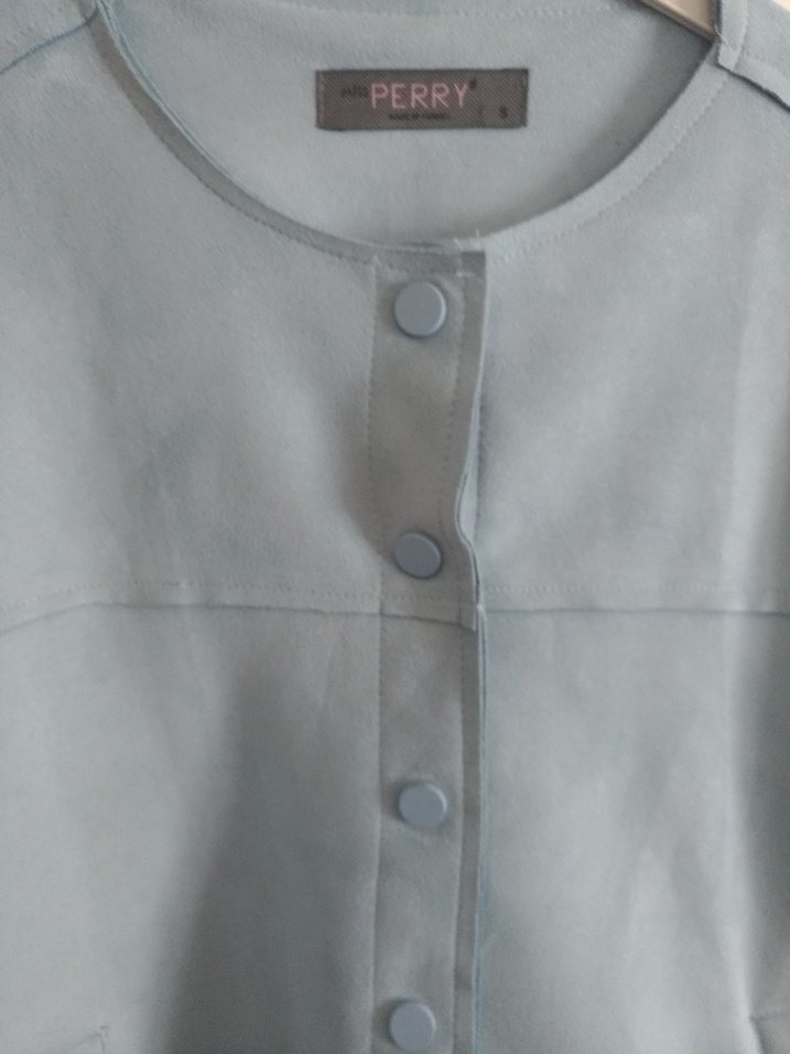 Mavi Süet Püsküllü Kadın Ceket - Görsel 2