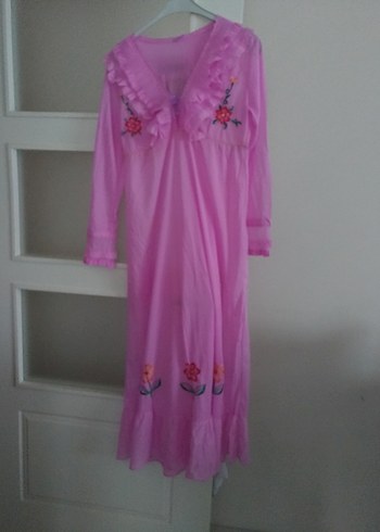 Vintage Pembe Nakışlı Uzun Bohem Kadın Gecelik İtalya ürünü - Görsel 8