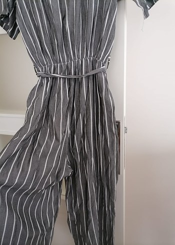 Gri Çizgili Kadın Uzun Tulum - Görsel 5